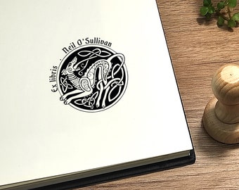 Personalized Ex Libris Stamp: Celtic Art Library Stamp