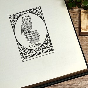 Ex Libris. Lehrerbuchstempel. Personalisierter Bibliothek Stempel. Eule Stempel.  Für Buchliebhaber. Geschenk für Buchliebhaber. Stempel geschenk. Buchstützen.