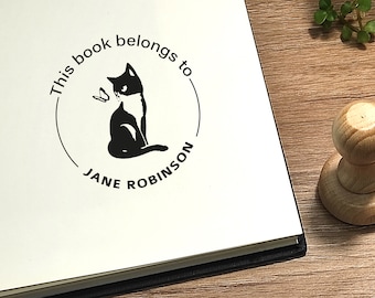 Personalisierter Katzenbuch Stempel: Ex Libris Stempel