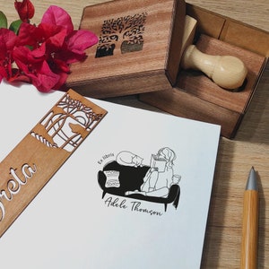 Cachet de la bibliothèque. Ex Libris. Tampon de bibliothèque personnalisé. Pour les amateurs de lecture. Cadeau pour les amateurs de lecture. Timbre avec boîte cadeau. Tampon pour professeur. Serre-livres