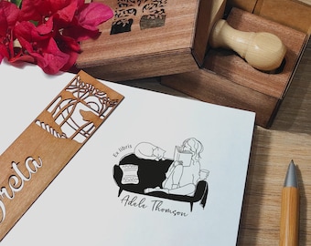 Personalized Ex Libris Stamp: Custom Library Stamp with Gift Box