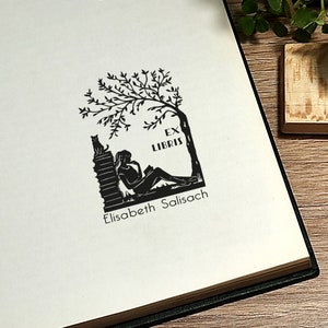 LIBRARY STAMP. Ex Libris. Personalised library stamp.For book lovers.Gift for book lovers. Stamp with gift box. Stamp for teacher.Book ends