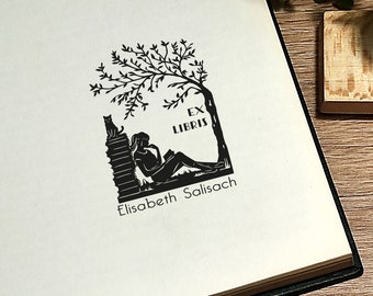 Personalized Ex Libris Stamp: Library Book Stamp with Gift Box