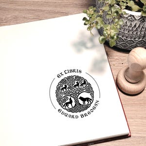 Ex Libris. Bibliothek Stempel. Personalisierter Bibliothek Stempel. Buchliebhaber. Keltischer Baum. Geschenkstempel. Stempel für Lehrer. Option mit Geschenkbox