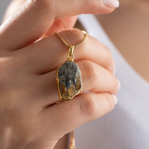 Raw Smoky Quartz Crystal Pendant Necklace, Smokey Quartz Jewelry For Women, Raw Stone Necklace In Gold Box Chain, Natural Gem, Gift For Her