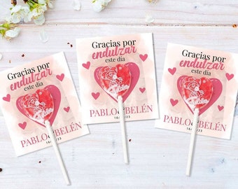 Tarjeta Personalizada con Piruleta para Bodas