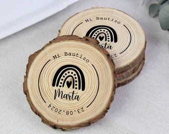 Pack Posavasos Madera Personalizado para Bautizo