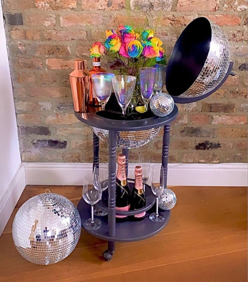Glam Globes Disco Ball Bar Cart Etsy