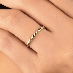 14K Gold Ball Stacking Ring: Beaded Wedding Band