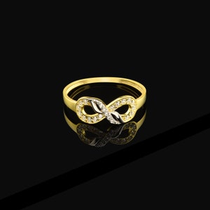 Infinity Gold 14K Ring, Infinity Engagement Ring, Minimalist Gold Promise Ring, Friendship Ring, Statement Valentine&#39;s Day Ring