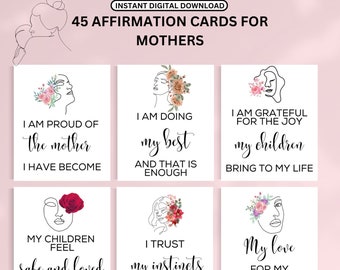 Affirmations positives aux mères, cartes d'affirmation de maman, pont imprimable pour les femmes, carte-cadeau de la fête des mères