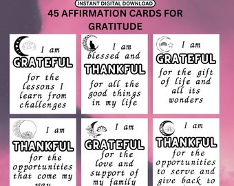 Positive Affirmation Cards for Gratitude, Daily Affirmations for Self Care, Mental Health, Digital Encouragement Cards