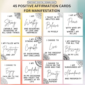 Positive Affirmation Cards for Law of Attraction: Printable Manifesting ...