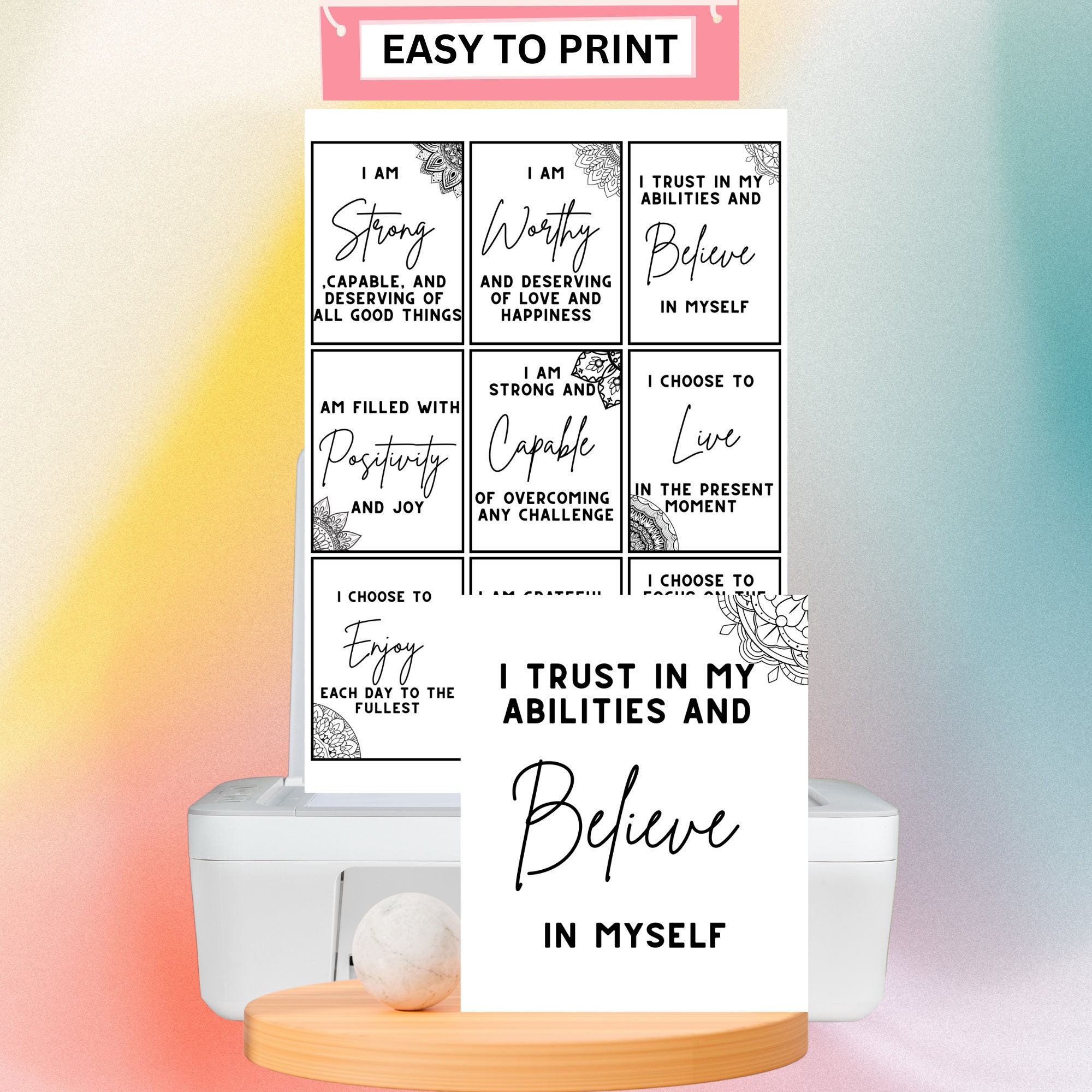 Positive Affirmation Cards for Law of Attraction: Printable Manifesting ...