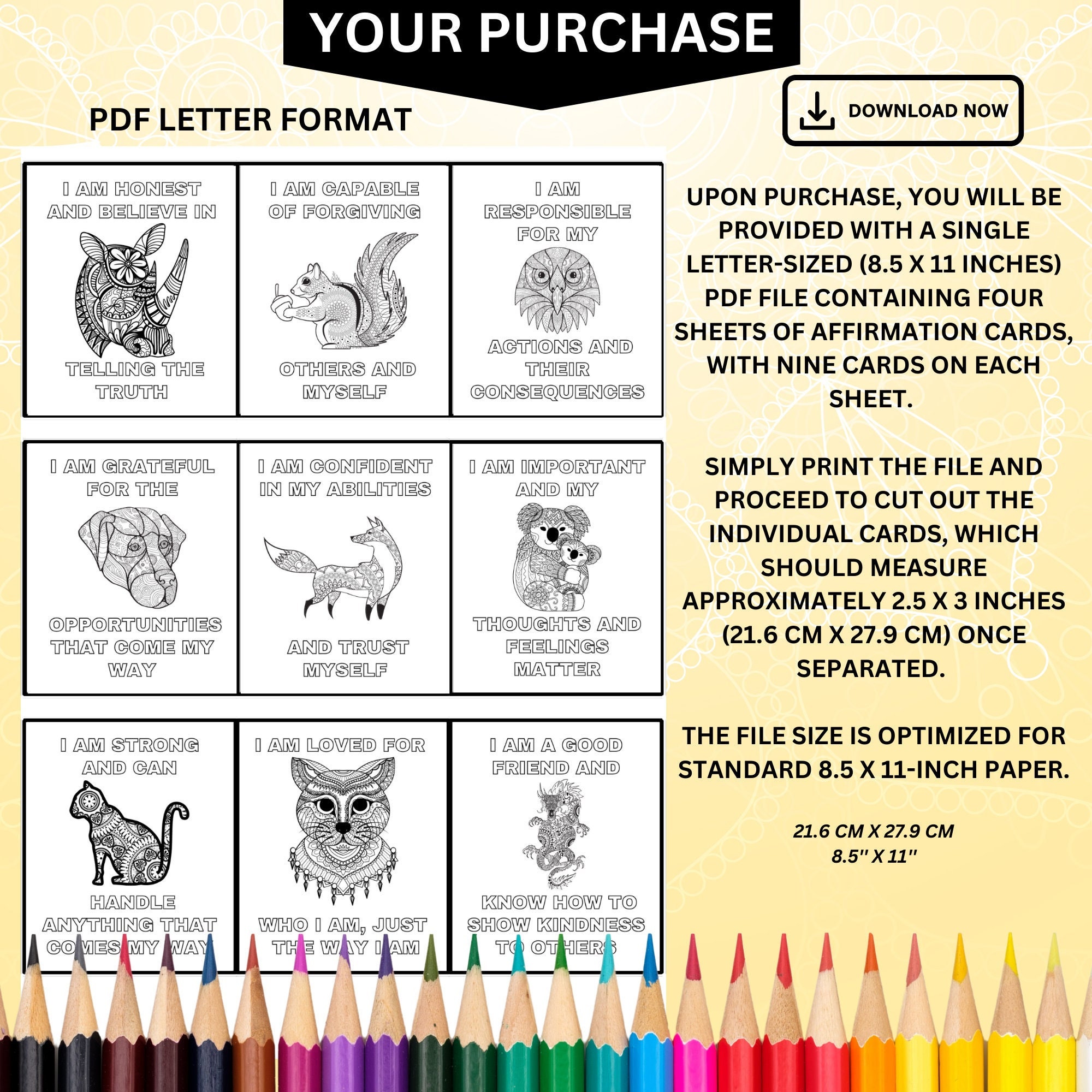 Positive Affirmation Cards for Kids: Affirmations Card Printable for ...