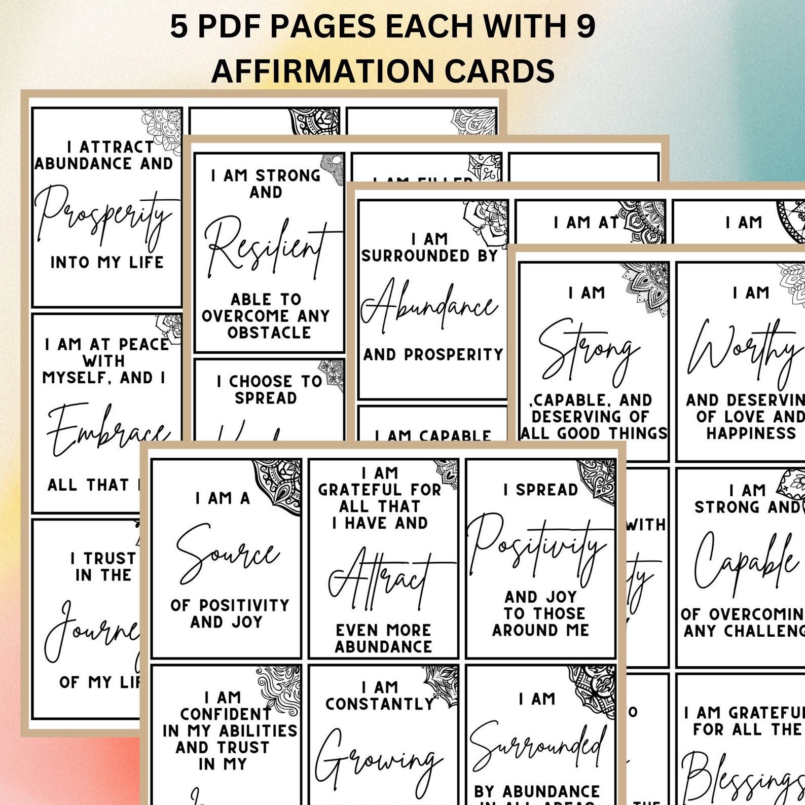 Positive Affirmation Cards for Law of Attraction: Printable - Etsy