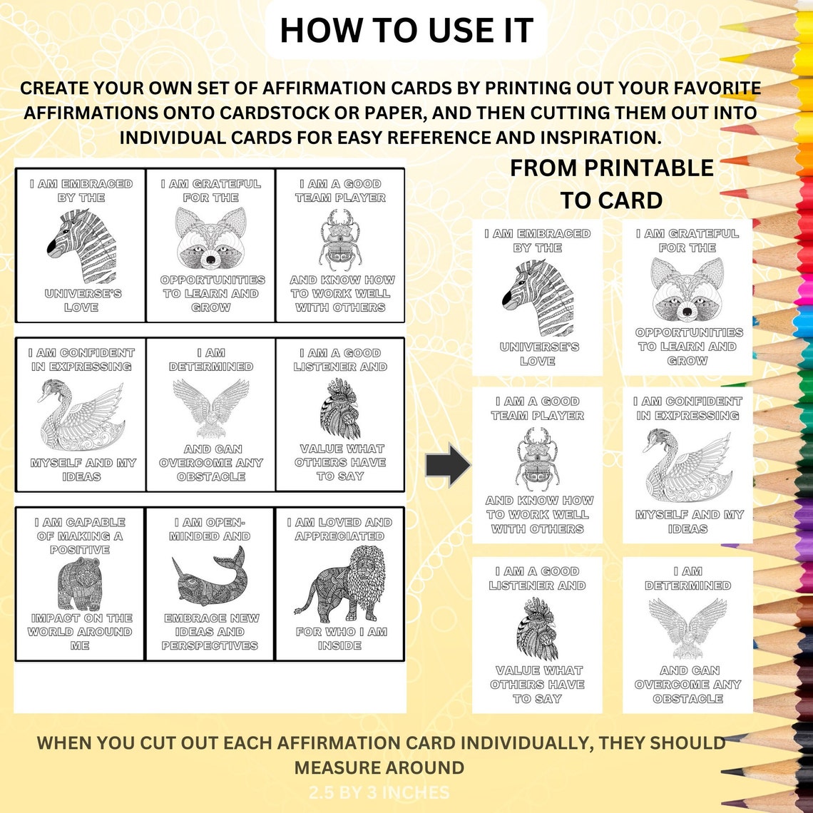 Positive Affirmation Cards for Kids: Affirmations Card Printable for ...