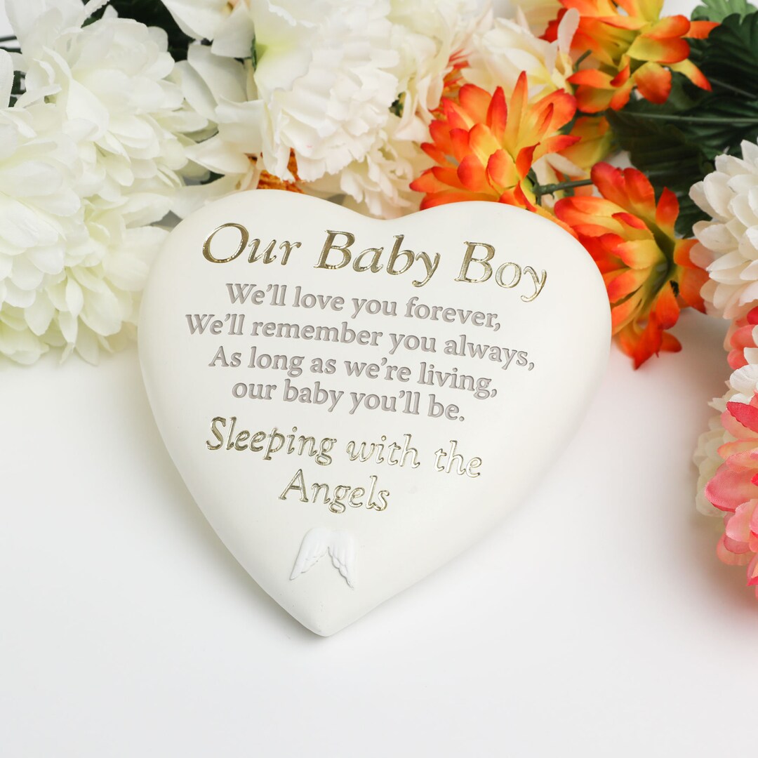 Memorial Stone for Baby Boy Baby Boy Grave Stone Heart Etsy