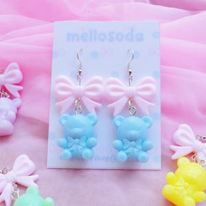 Oso Bebé Ribonista - Pendientes Retro Hada Kei/Yume Kawaii