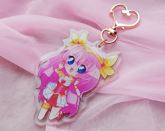 Wedding Peach Momoko 3&quot; Glitter Acrylic Keychain Charm