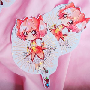 Puella Magi Madoka Magica Madoka Kaname Adesivo de vinil holográfico de 4"
