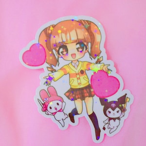 Pegatina de vinilo holográfica de 3" de Onegai Mai Melody