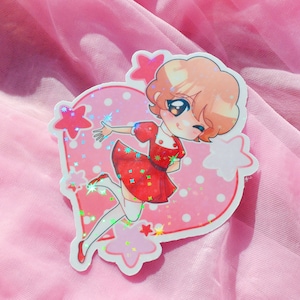 Adhesivo de vinilo holográfico Mahoutsukai Sally de 3"