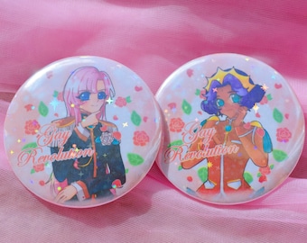 Revolutionary Girl Utena Anthy x Utena "Gay Revolution" 2.25 Holographic Button Badge
