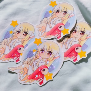 Pegatina holográfica de vinilo de 8,9 cm de Chobits Chii y Atashi