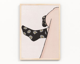 Daisy Socks | Flower Artwork | Digital Art Print