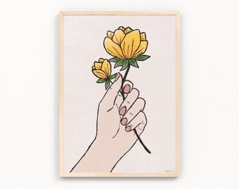 Gula blommor | Blomkonstverk | Digitalt konsttryck