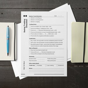 Swing Trading Checklist - Printable Vertical A4 Checklist for Trading ...