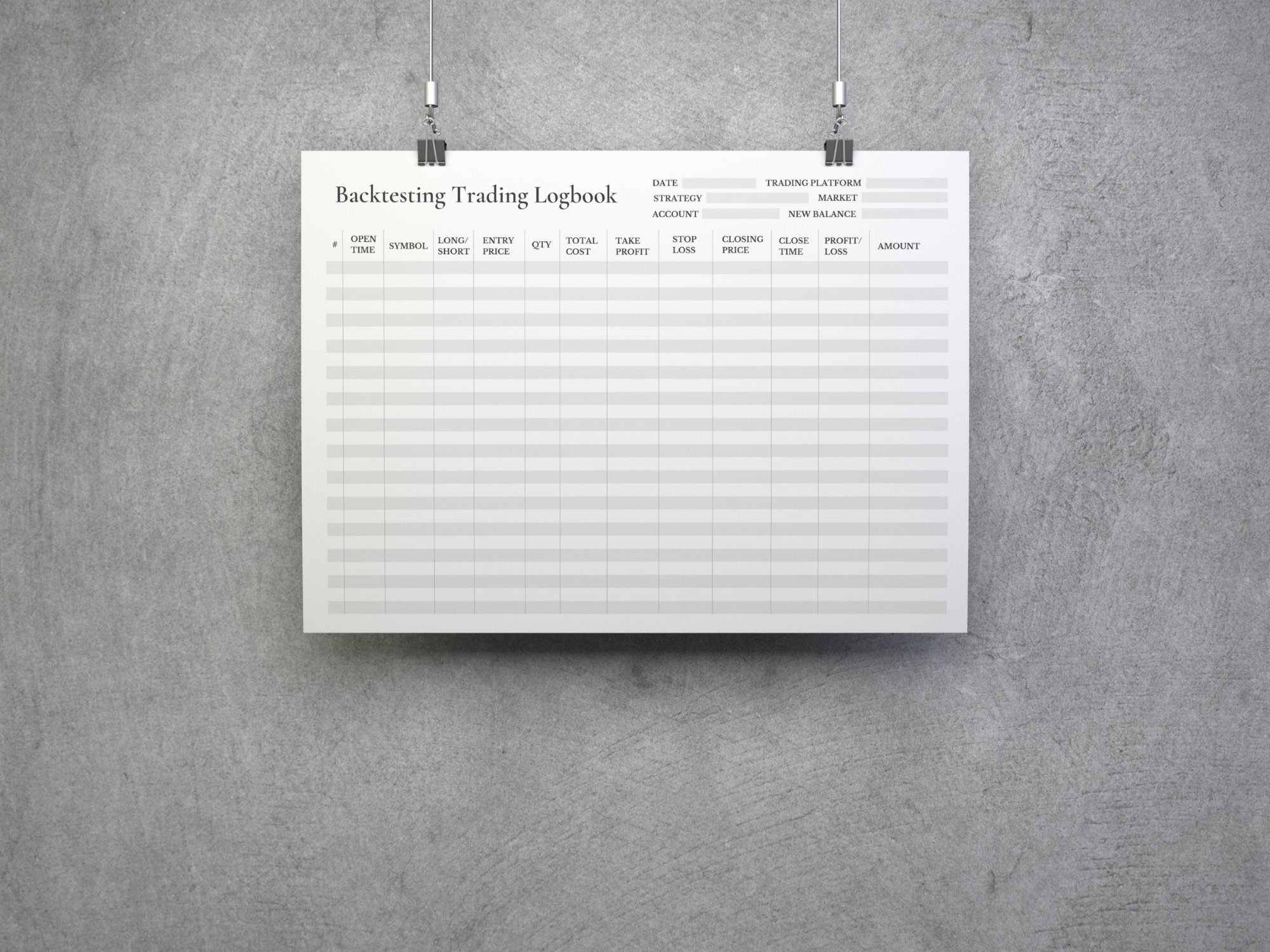 Easy-to-use Backtesting Trading Logbook, Crypto/forex/stocks, Printable ...