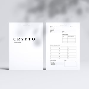 Crypto Password Tracker - Printable A4 - Password Tracker for Hot and Cold Wallet, Cryptocurrency Recovery Words and Seed Phrase Tracker