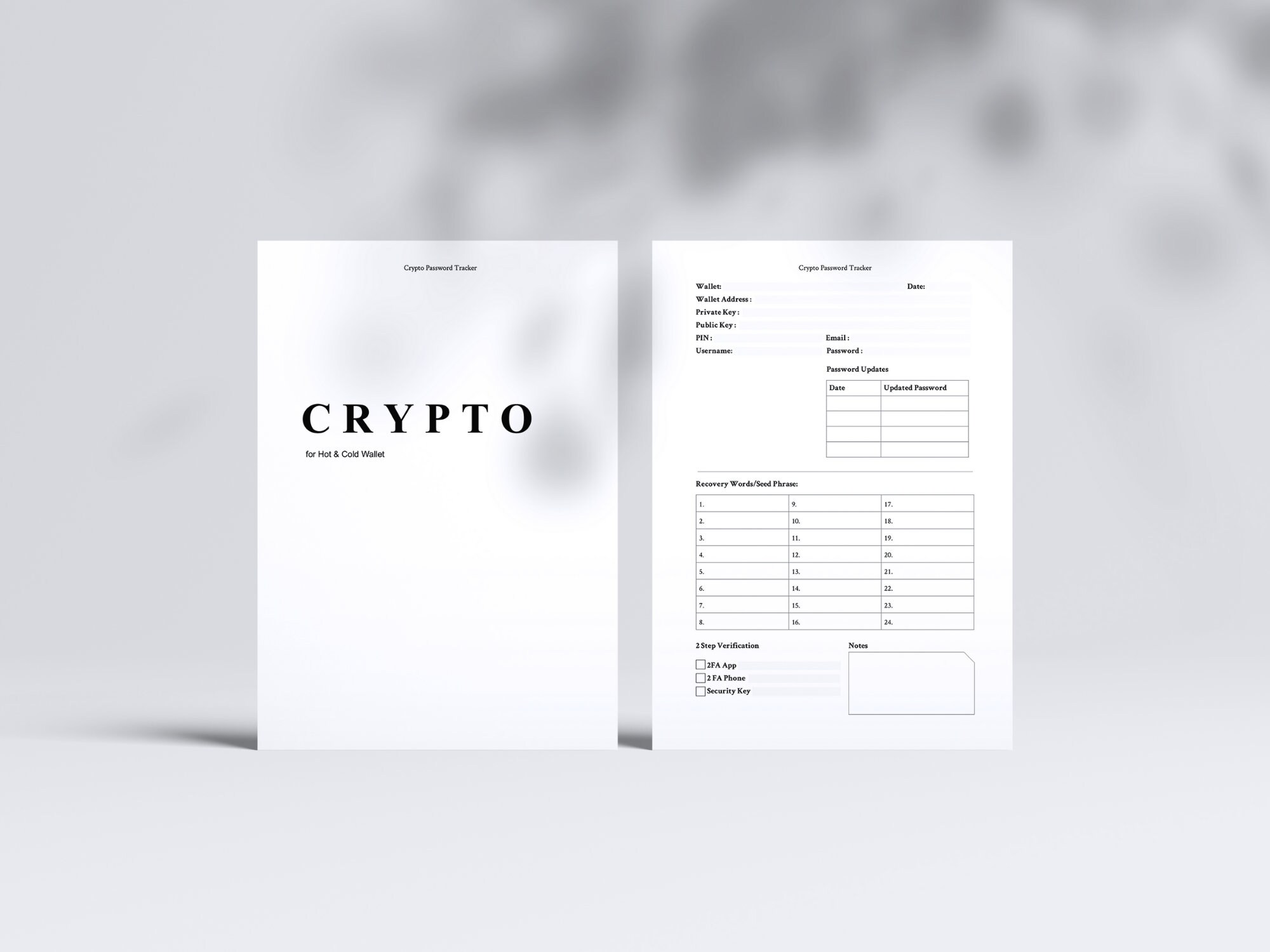 Crypto Password Tracker - Printable A4 - Password Tracker for Hot and Cold  Wallet, Cryptocurrency Recovery Words and Seed Phrase Tracker - Etsy