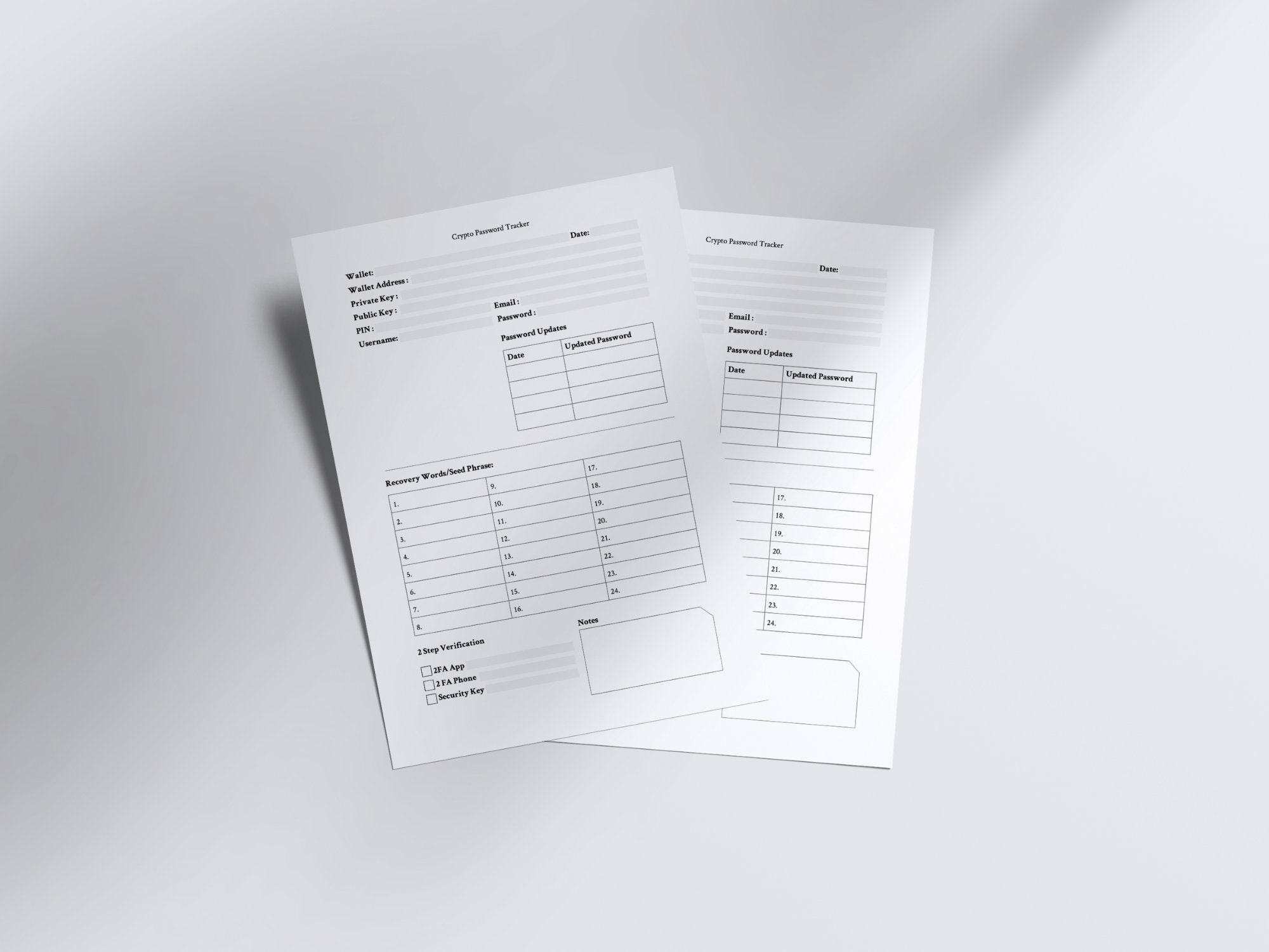 Crypto Password Tracker - Printable A4 - Password Tracker for Hot and Cold  Wallet, Cryptocurrency Recovery Words and Seed Phrase Tracker - Etsy