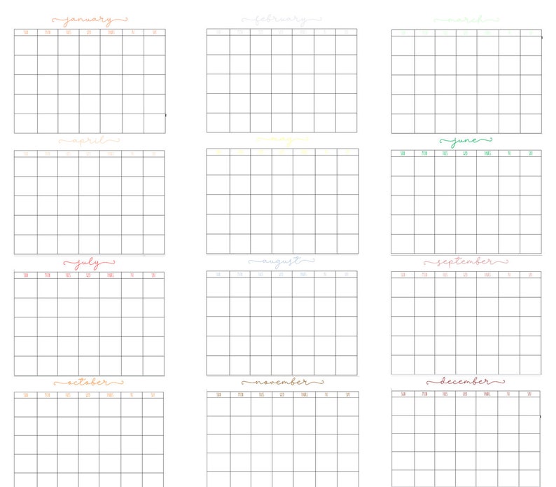 Printable Perpetual Monthly Calendar