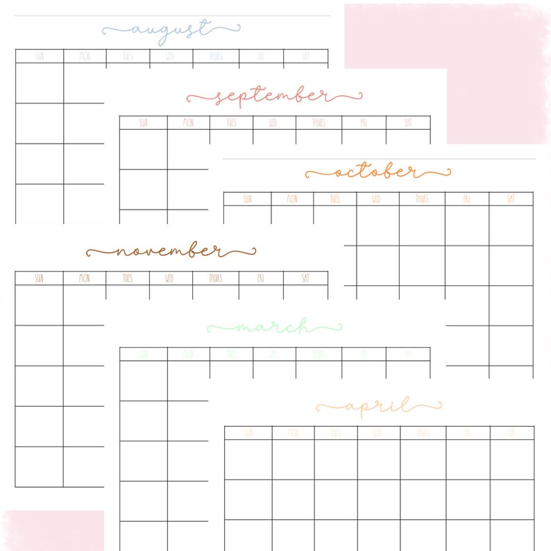 Printable Perpetual Monthly Calendar