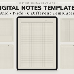 Minimalist Digital Note Templates for Ipad & Tablet - Grid, Wide, Cornell, Student, Teacher, College Study Notes GoodNotes Notability PDF