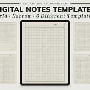 Minimalist Digital Note Templates for Ipad & Tablet - Grid, Narrow, Cornell, Student, Teacher, College Study Notes GoodNotes Notability PDF