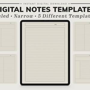 Minimalist Digital Note Templates for Ipad & Tablet - Ruled, Narrow, Cornell, Student, Teacher, College Study Notes GoodNotes Notability PDF