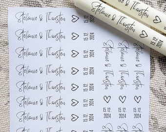 Kerzentattoos Hochzeit Nr. 2, personalisiert mit Namen und Datum, Wasserschiebefolie, 1x DIN A4 Bogen, Hochzeitsdeko, Gastgeschenk Hochzeit