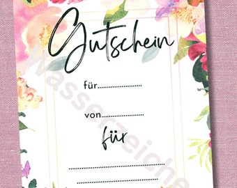 Gutschein digital zum Ausdrucken, Gutschein Geburtstag, Gutschein Hochzeitstag, Gutschein Valentinstag, Gutschein Vorlage, PDF in A4