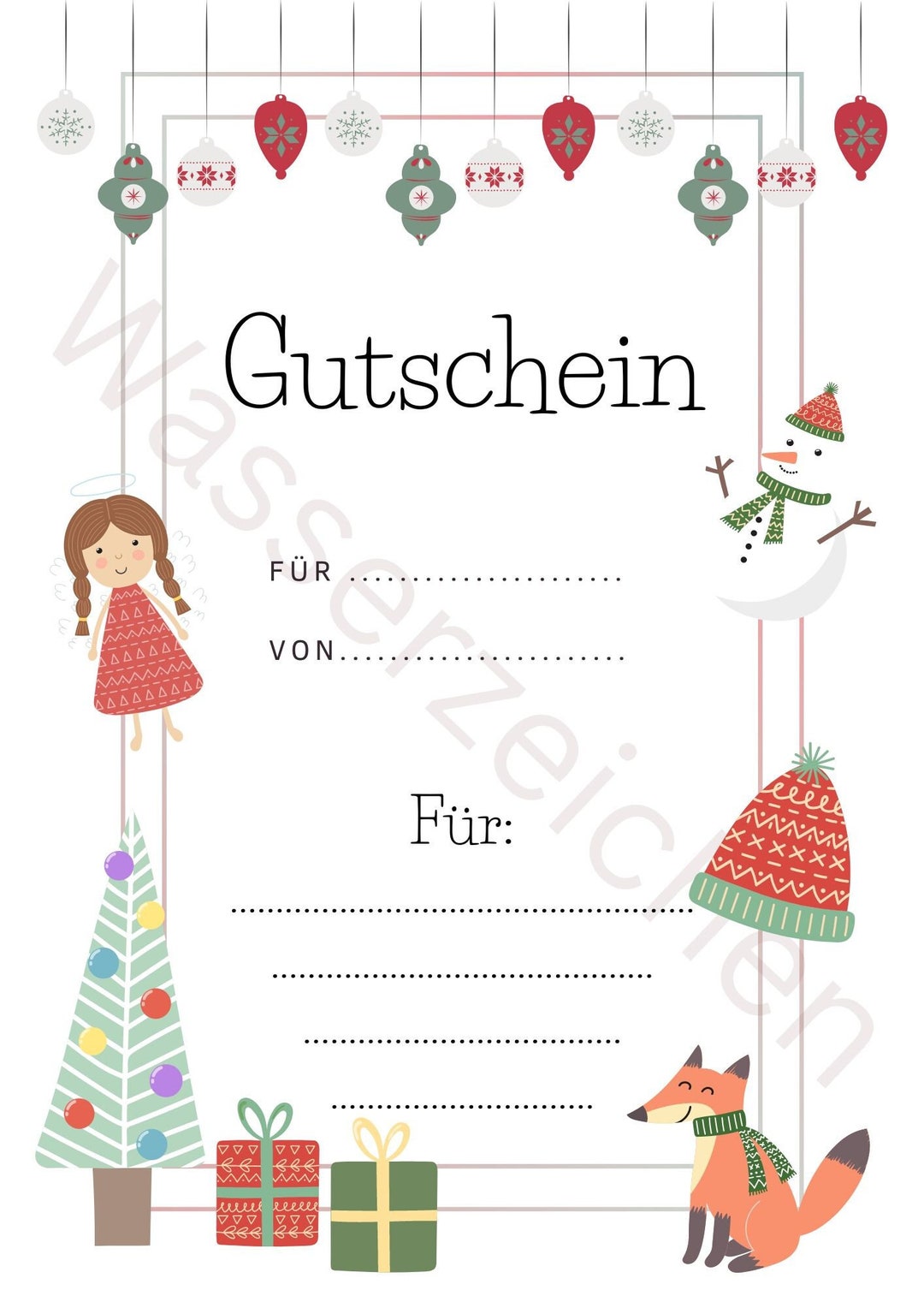 Digitaler Gutschein 'Weihnacht', zum Ausdrucken in A4, Last Minute
