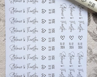 Kerzentattoos Hochzeit || personalisiert mit Namen und Datum, Wasserschiebefolie, 1x DIN A4 Bogen, Hochzeitsdeko, Gastgeschenk Hochzeit