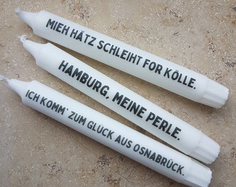 Stabkerze Hamburg / Köln / Osnabrück, Kerze Heimat, Geschenkidee Mann, Geschenkidee Frau, Heimat-Kerze, Stadt-Kerze, City-Kerze