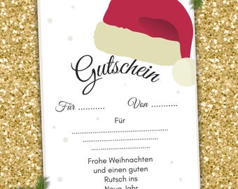 Gutschein 'Weihnachten' zum Ausdrucken, digitaler Sofortdowload in A4, PDF Format, Last Minute Weihnachtsgeschenk, Gutschein Weihnachten
