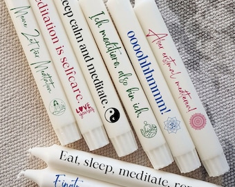 Kerze Meditation, verschiedene Schriftzüge, Meditations-Kerze, Geschenk Meditation, Kerze Selbstliebe, Kerze Selfcare, Geschenk Me Time