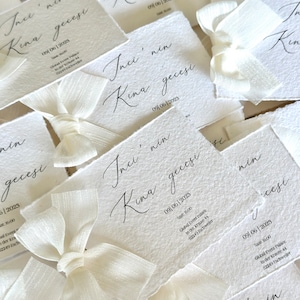 Cartes d'invitation au henné / Kına Davetiyesi en papier fait main avec nœud