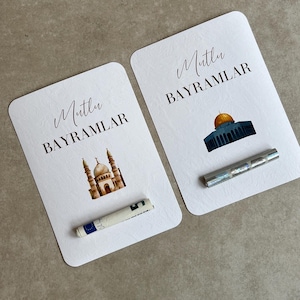 Cartes EID avec des bandes de chocolat ou d'argent comme cadeau en espèces, Bayram Mubarak, enfants, Bajram, Hayırlı Bayramlar, EID Mubarak, Fête du sucre